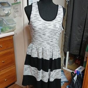 Maurices Black and White Textured Mini Dress Medium